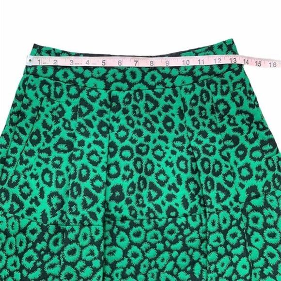 Banana Republic Skirt Womens 0 Petite High Waisted Green Leopard Jacquard Print - Picture 3 of 7